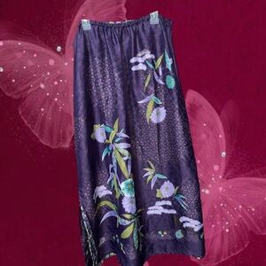 Y2K reversible boho midi skirt with slit on side